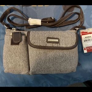 Rosetti Herringbone Patterned Bag in Brown and Cream